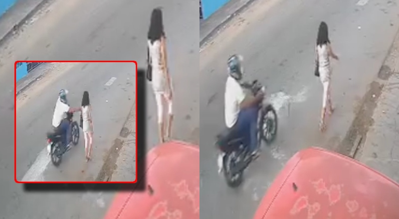 Revoltante: mulher tem bolsa arrancada por motociclista no meio da rua; veja vídeo
