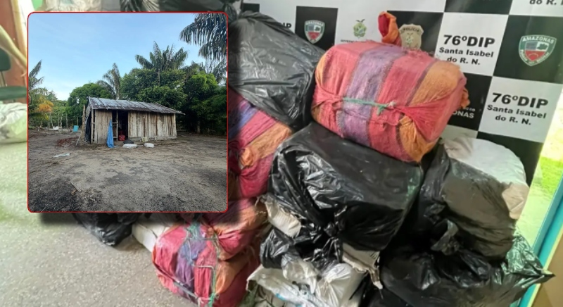 Mais de 1 tonelada de maconha é apreendida em casa no interior do Amazonas e suspeitos fogem para mata; veja vídeo