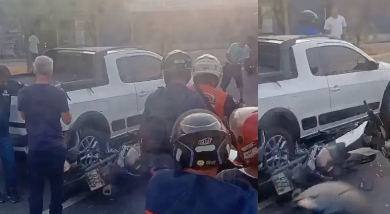 Gravíssimo acidente entre moto e carro na Compensa deixa piloto desmaiado na pista; veja