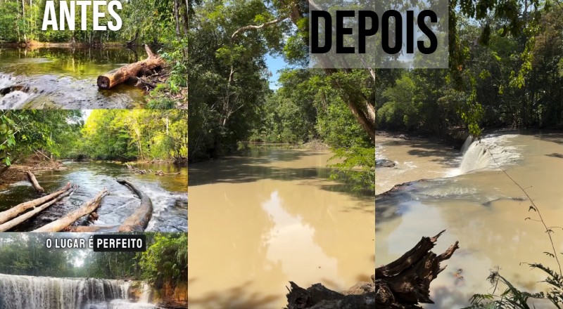 Proprietário chora ao ver crime ambiental na Cachoeira Natal, em Presidente Figueiredo: “quem fez uma coisa dessas não tem amor por nada, nem merece viver”