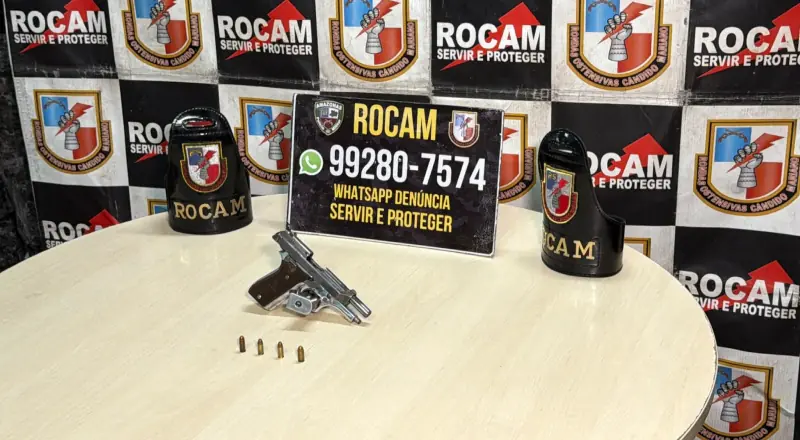 ROCAM apreende pistola durante ação contra suspeitos de tráfico no Japiim