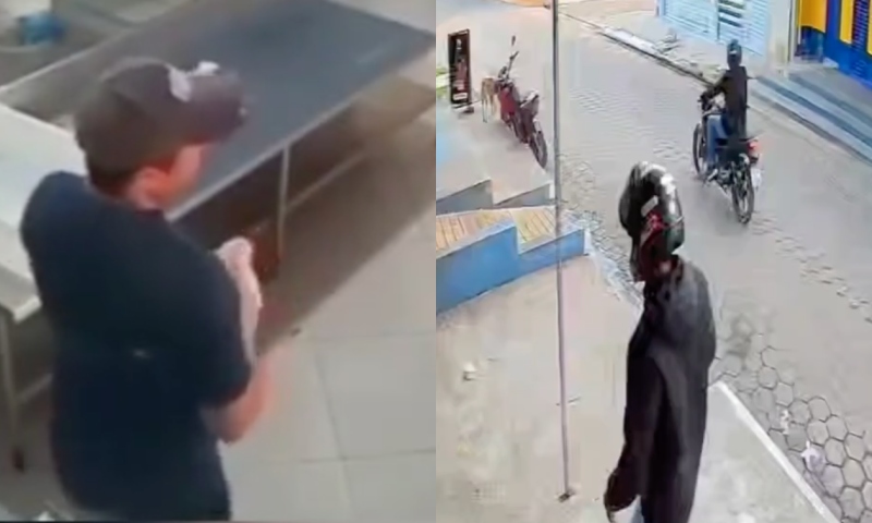 Vídeo mostra momento em que empresário é morto a tiros dentro de açougue no Centro; veja