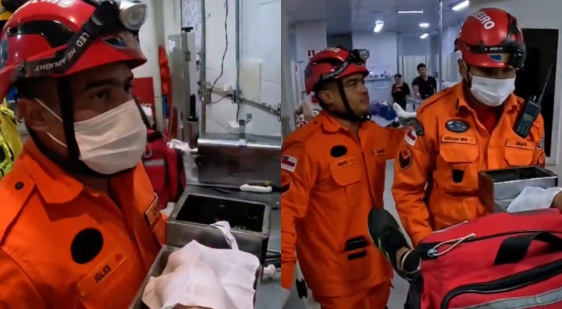 Cenas fortes: trabalhador  fica com o dedo preso em máquina de moer carne e é resgatado pelos bombeiros ; veja vídeo